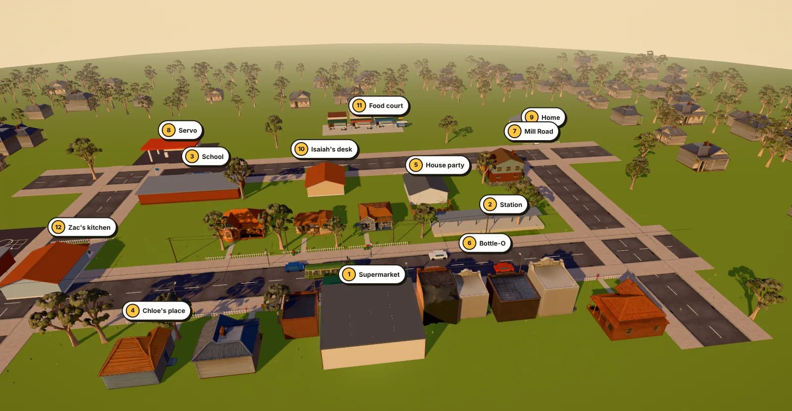 The TrueNorth town — the 3D Melbourne suburb where all twelve episodes are played